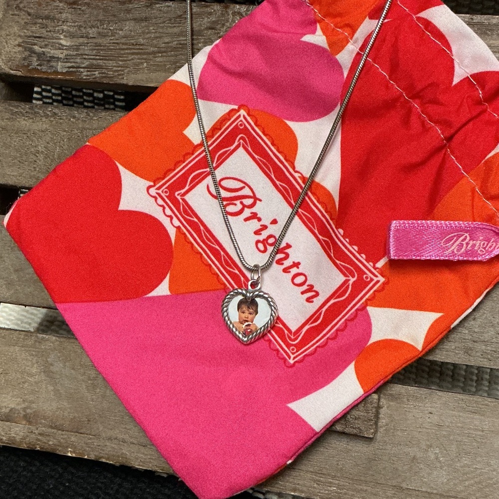 Brighton great shape sterling silver heart locket charm removable chain necklace